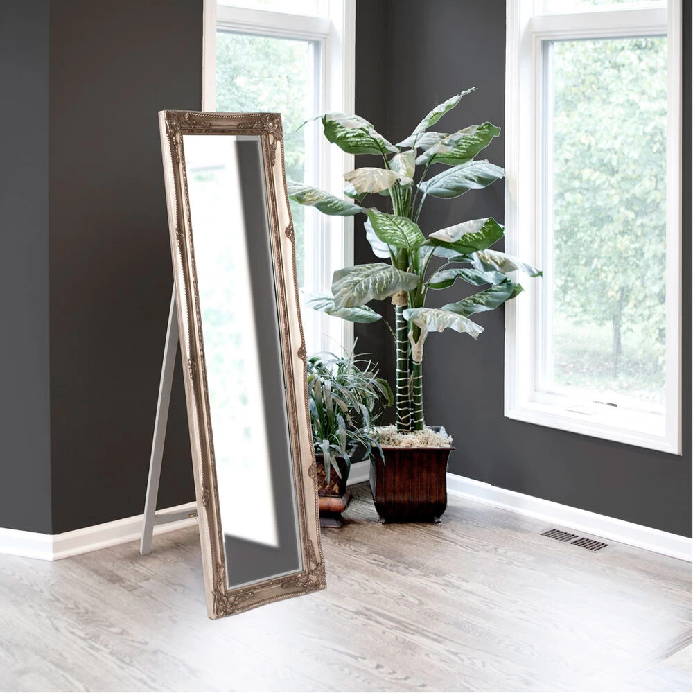 Queen Ann Standing 66 X 18 Inch Antique Silver Floor Mirror - Image 4