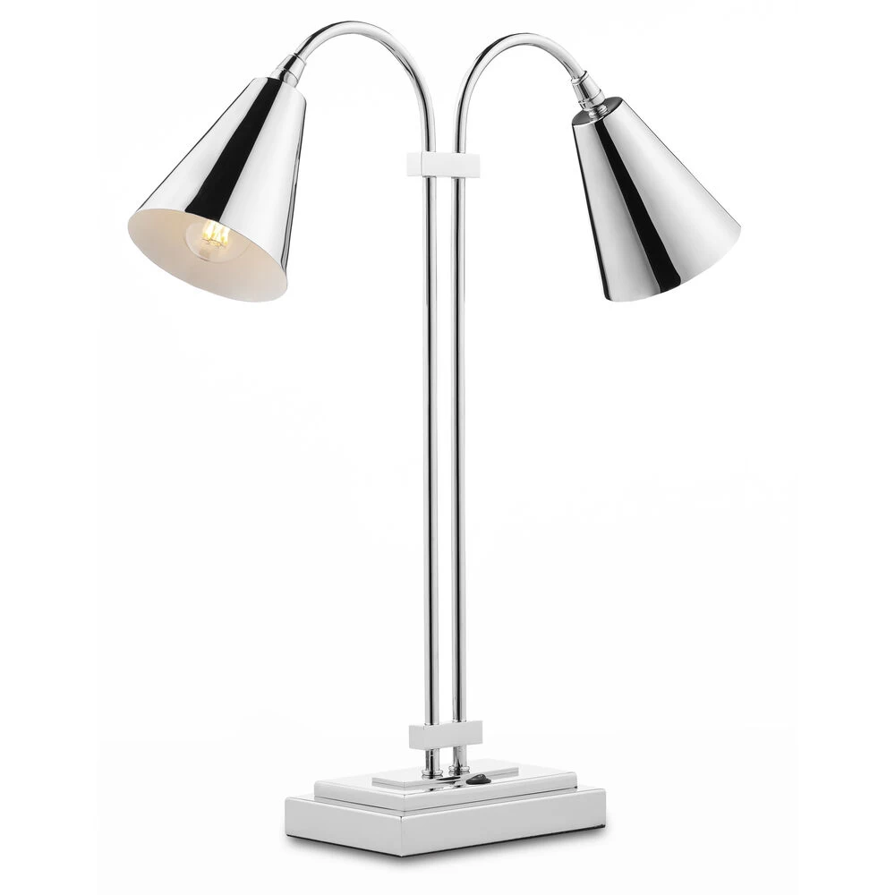 Symmetry 21 Inch Polished Nickel Double Desk Lamp Portable Light