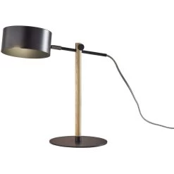 Adesso Dylan 19 Inch 100.00 Watt Natural Wood / Black Metal Desk Lamp Portable Light
