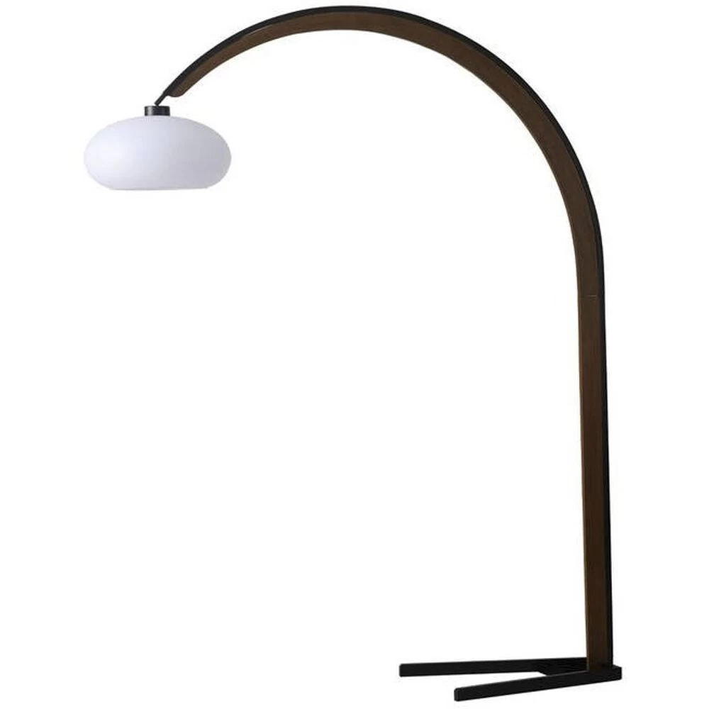 Vaulted 86 Inch 100.00 Watt Weathered Brass And Walnut With Black Arc Floor Lamp Portable Light - Image 2