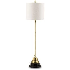 Messenger 26 Inch 60 Watt Vintage Brass/Black Table Lamp Portable Light