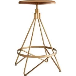 Wyndham 25 Inch Natural Wax And Vintage Brass Swivel Counter Stool