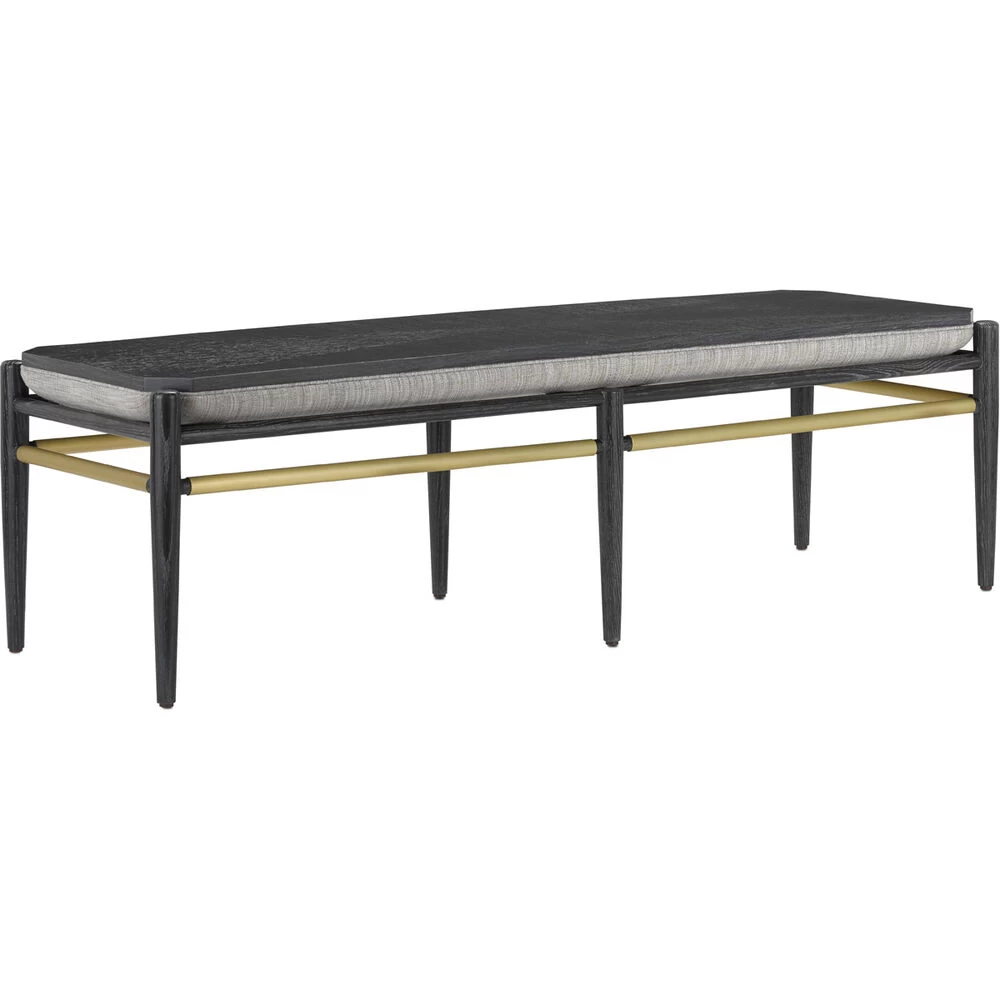 Visby Cerused Black/Brushed Brass Bench - Image 2