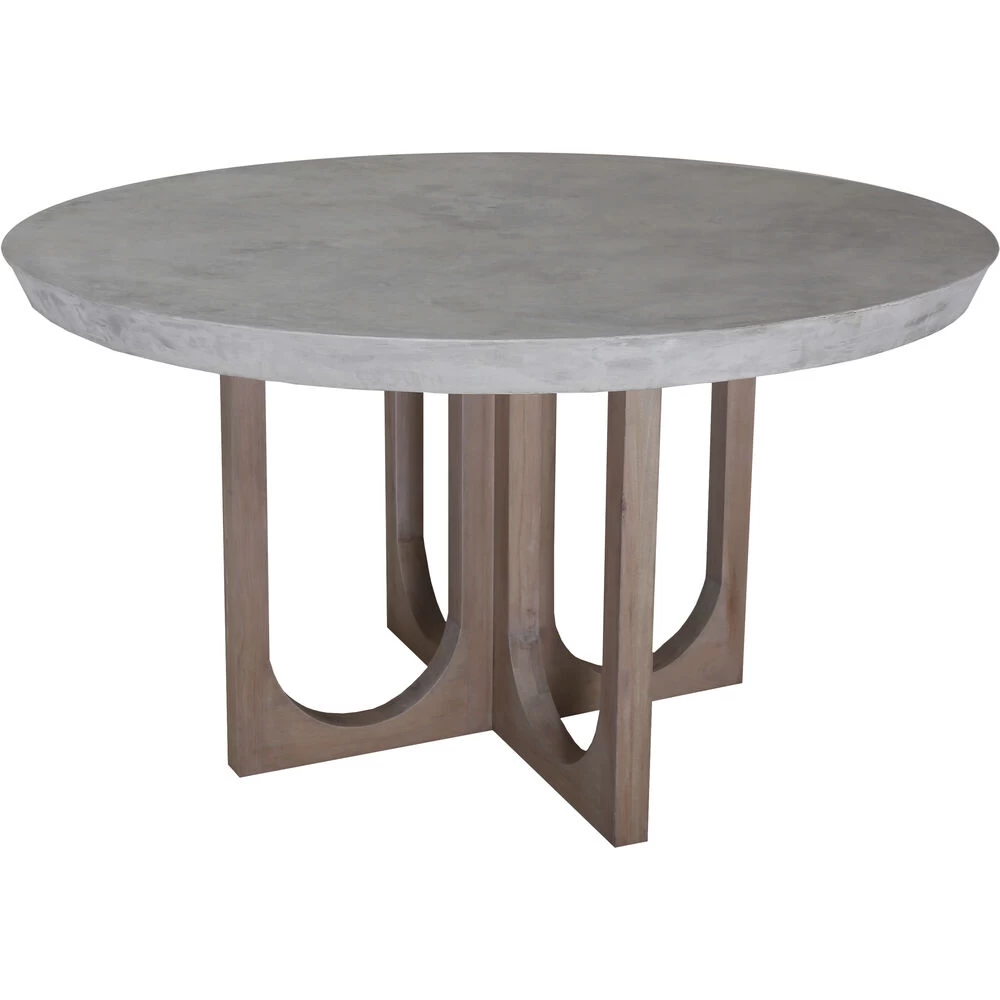 Innwood 54 Inch Polished Concrete With Natural Dining Table, Round