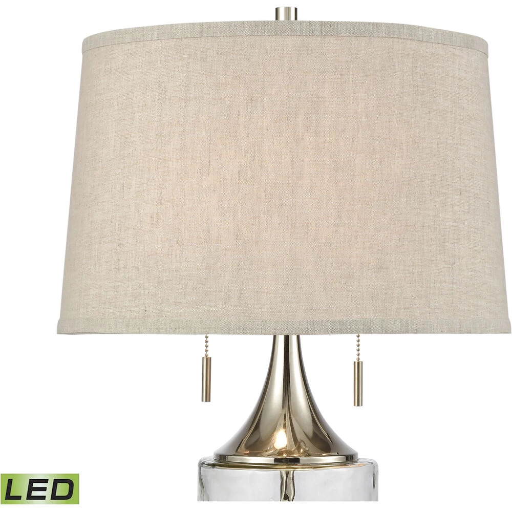 Tribeca 27 Inch 9.00 Watt Clear With Polished Nickel Table Lamp Portable Light - Image 2
