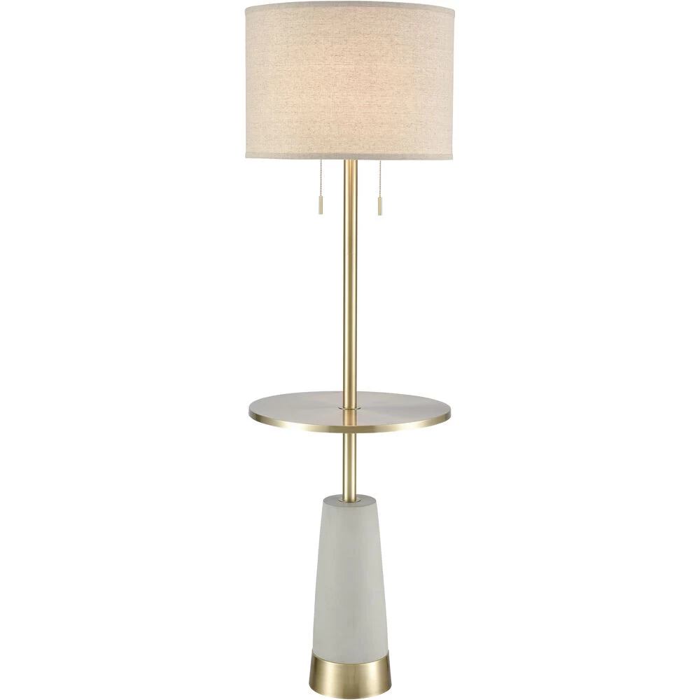 Below The Surface 63 Inch 100.00 Watt Polished Concrete With Antique Brass Floor Lamp Portable Light
