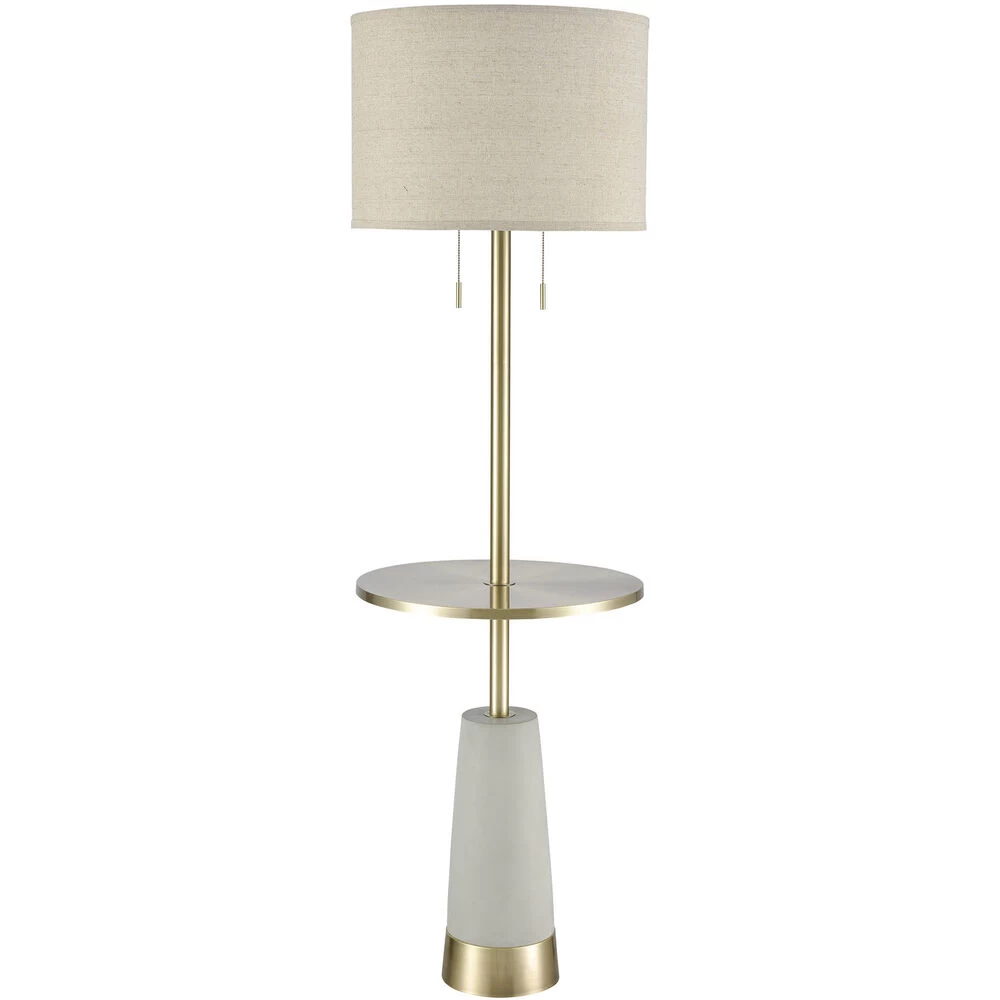 Below The Surface 63 Inch 100.00 Watt Polished Concrete With Antique Brass Floor Lamp Portable Light - Image 2