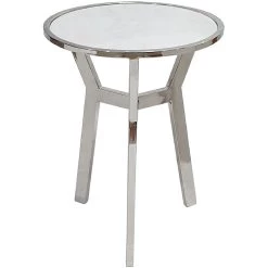 Anita 18 Inch Silver And White Side Table