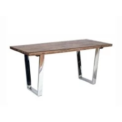 Mateo 35.4 Inch Brown And Silver Dining Table