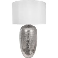 Anita 29.8 Inch 40.00 Watt Nickel And White Table Lamp Portable Light
