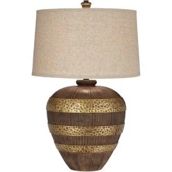 Woodford 32 Inch 150.00 Watt Dark Walnut With Antique Brass Table Lamp Portable Light