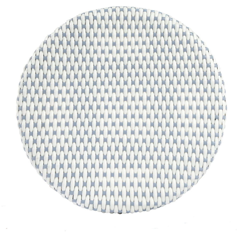 Tobias Round Rattan 30" Bar Stool In White And Sky Blue Dot - Image 7