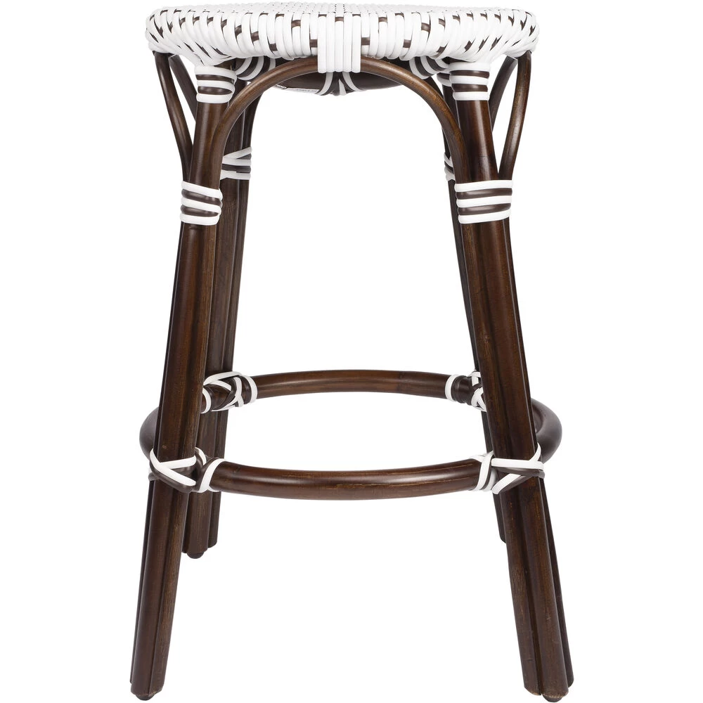 Tobias Brown & White Rattan Bar Stool - Image 5
