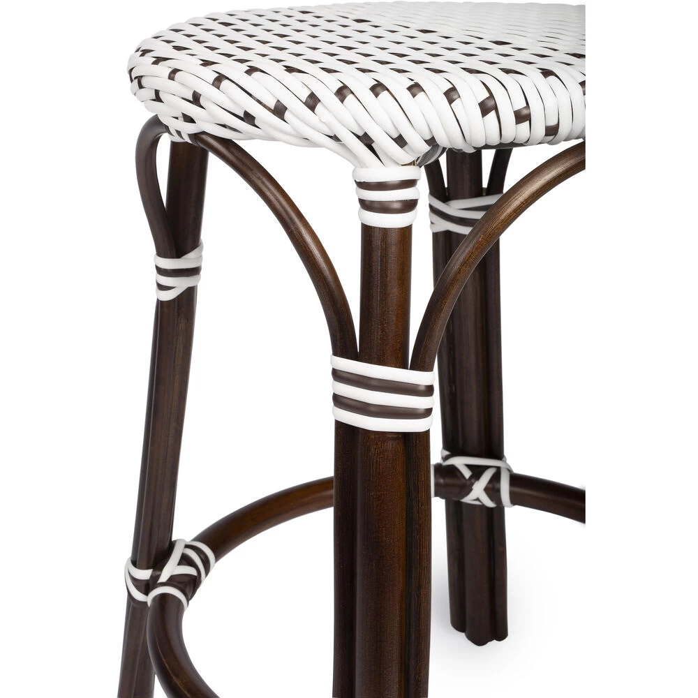 Tobias Brown & White Rattan Bar Stool - Image 6