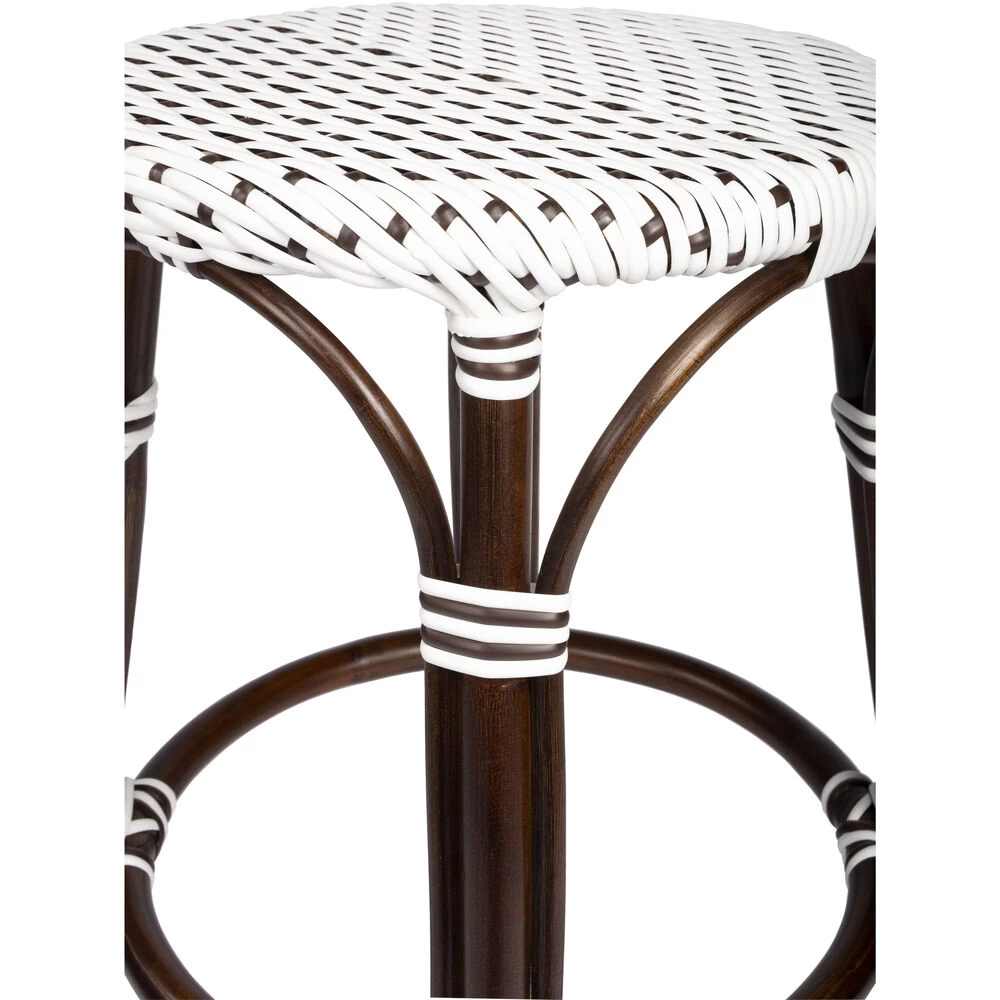 Tobias Brown & White Rattan Bar Stool - Image 7