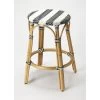 Designer'S Edge Tobias Blue & White Rattan 24 Inch Blue Barstool