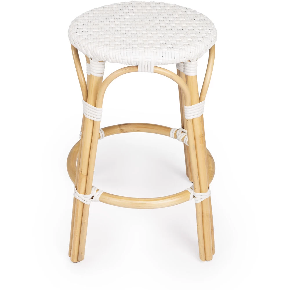 Tobias White Rattan Bar Stool - Image 4