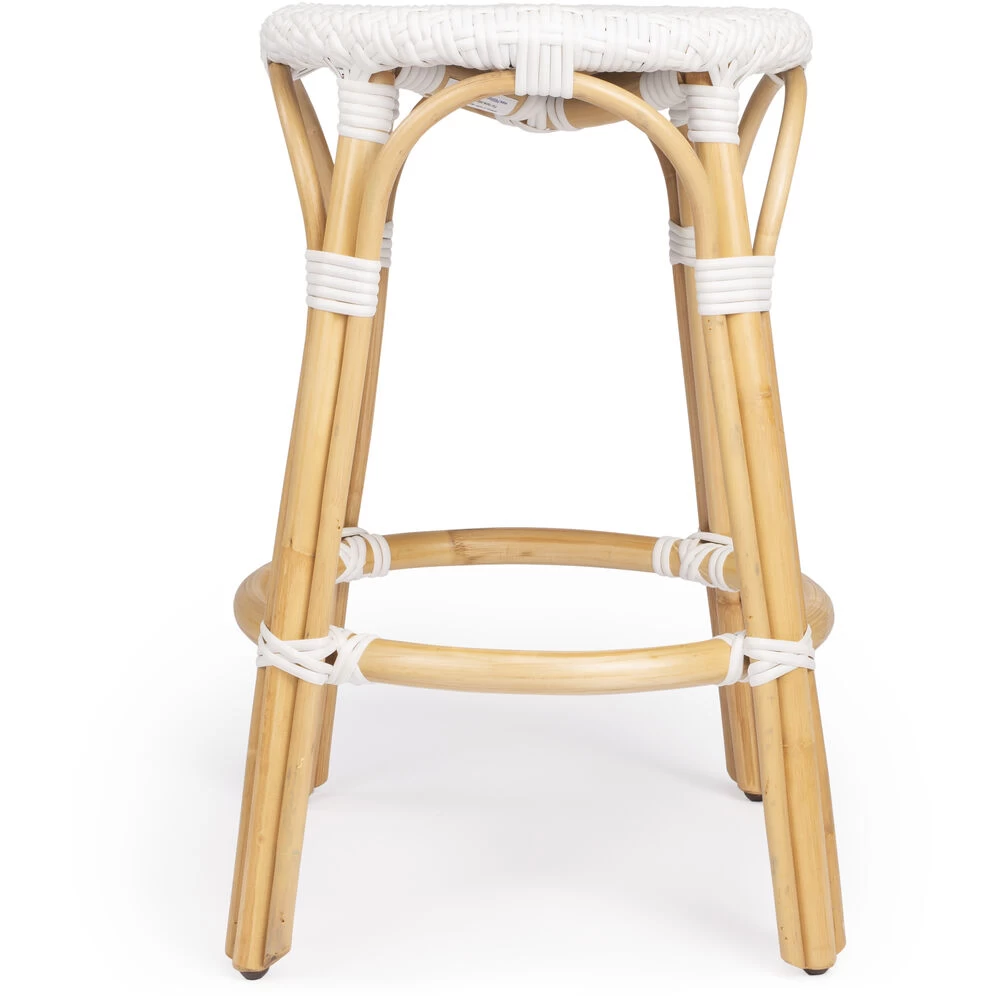 Tobias White Rattan Bar Stool - Image 5