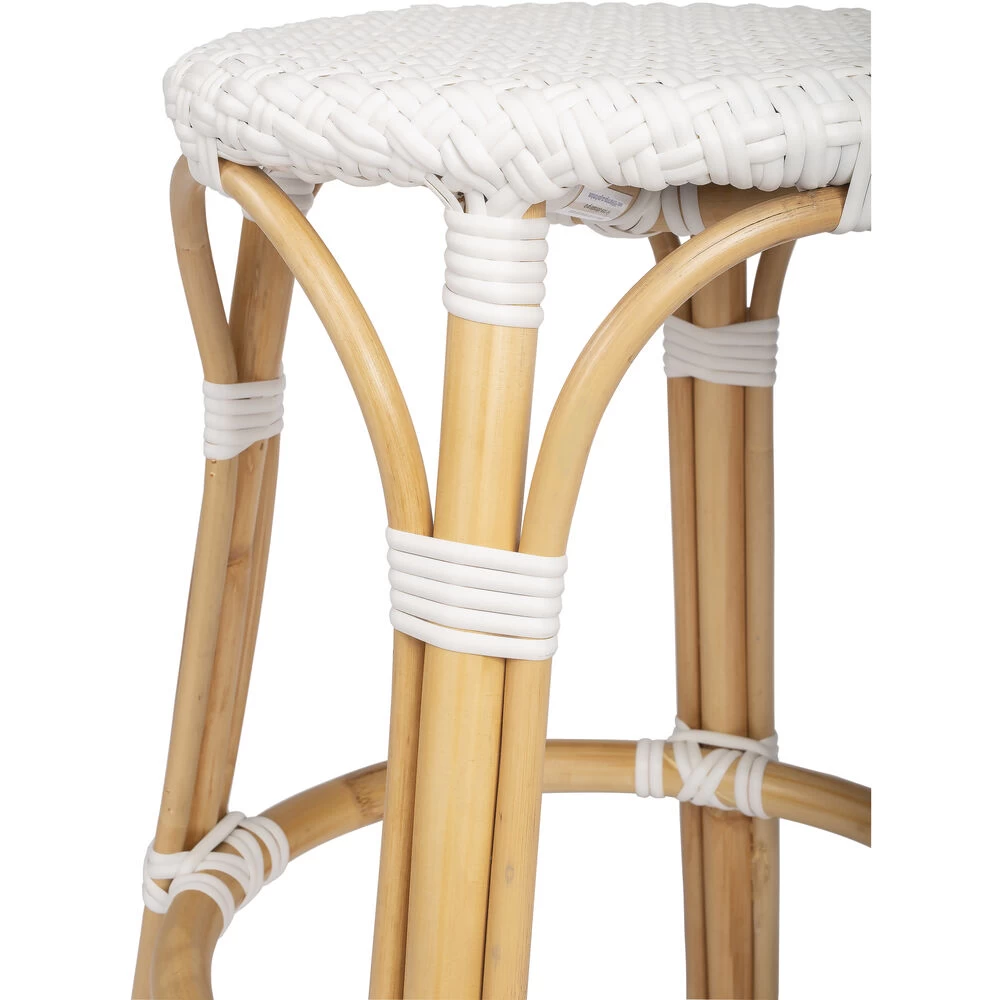 Tobias White Rattan Bar Stool - Image 6