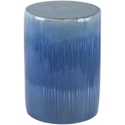 Anita 18 Inch Gray And Blue With Purple Patio Stool