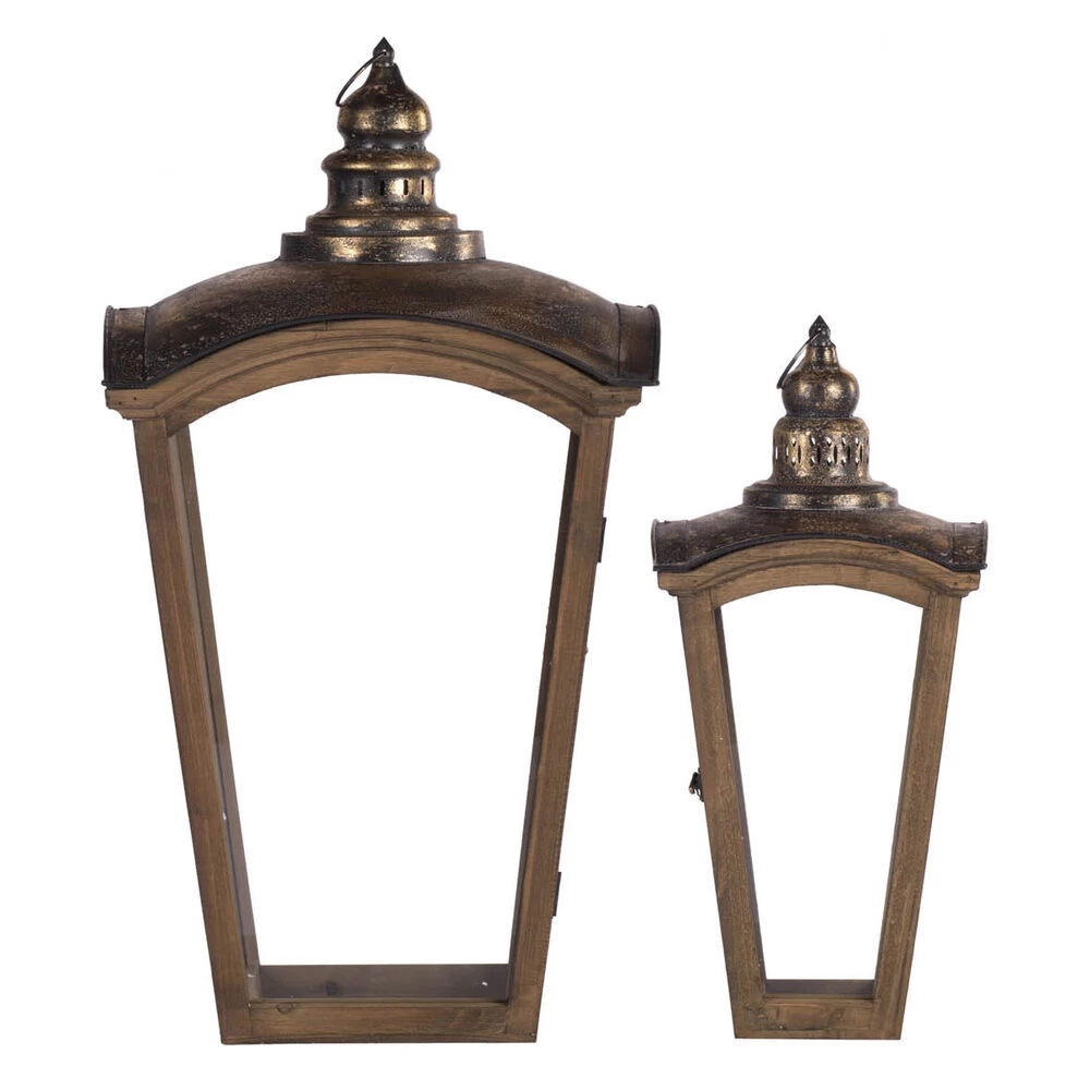 Coach 30 X 16 Inch Natural And Gold Patio Candle Lanterns, Set Of 2 - Image 3