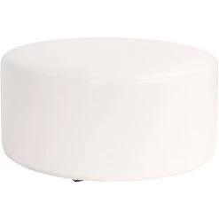 Universal 18 Inch Atlantis White Outdoor Round Ottoman With Slipcover