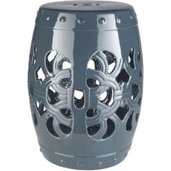 Brinnon 18 Inch Outdoor Garden Stool, Cylinder, Hand Crafted