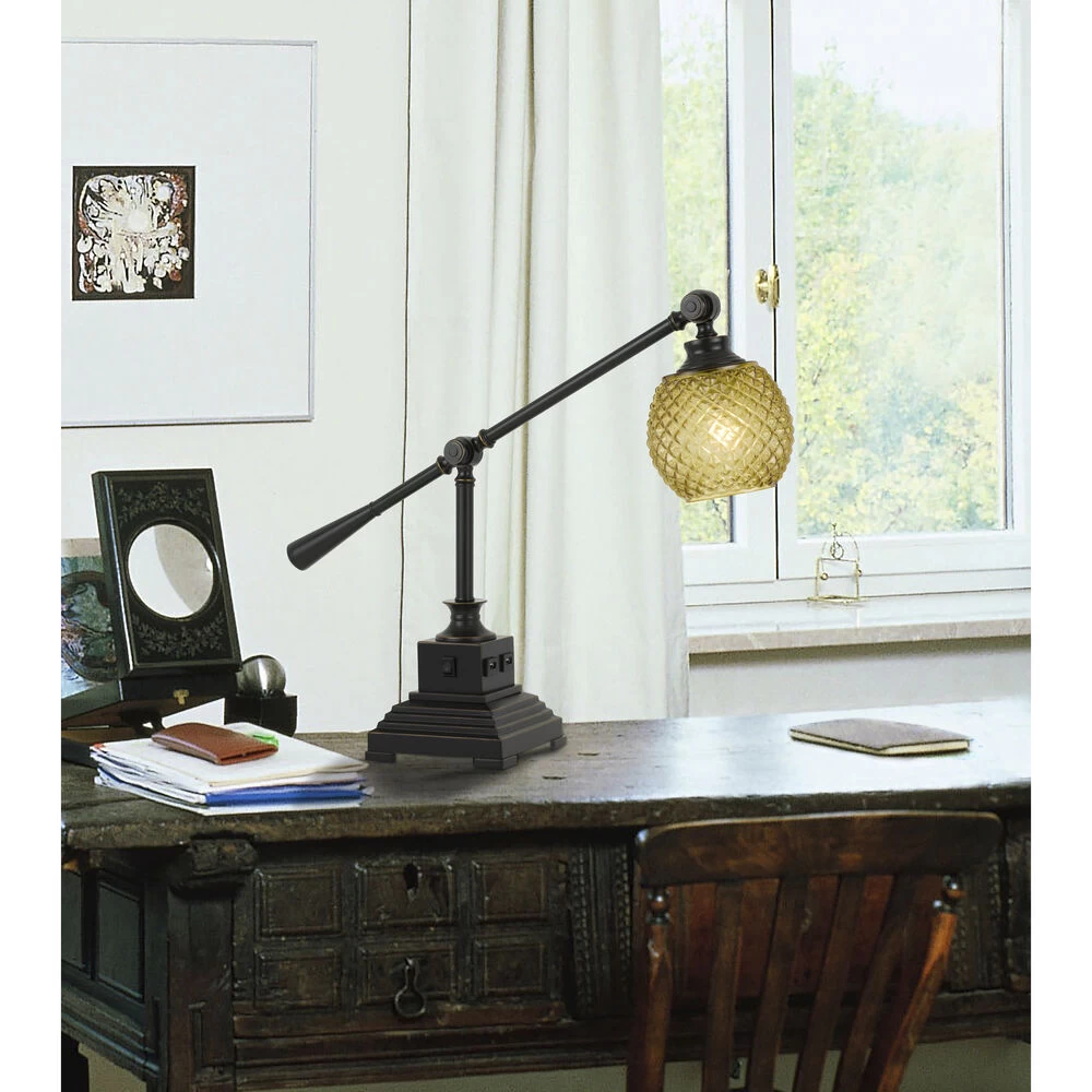 Brandon 21 Inch 60 Watt Dark Bronze Desk Lamp Portable Light - Image 2
