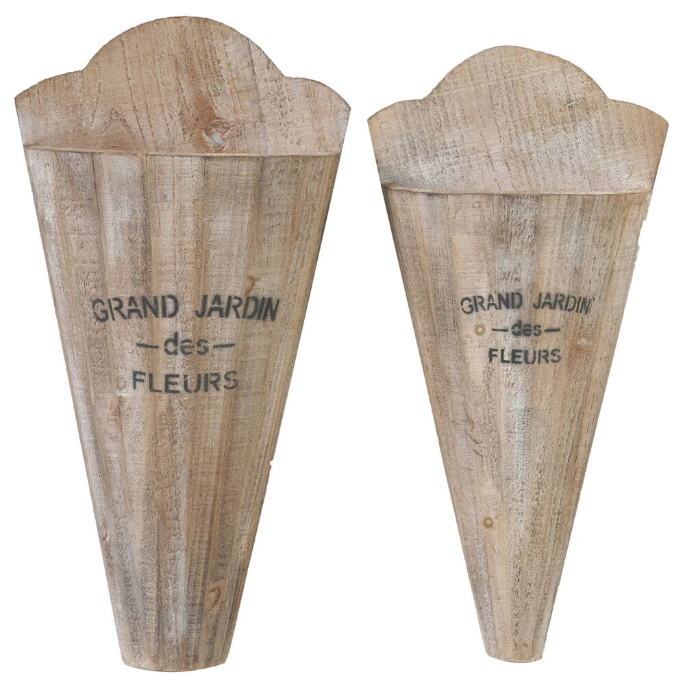 Grand Jardin Natural And White Wash Planter, Set Of 2