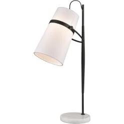 Banded Shade 28 Inch 60.00 Watt Matte Black Desk Lamp Portable Light
