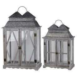 Scape 28.4 X 18.1 Inch Zinc And Brown Patio Candle Lanterns, Set Of 2