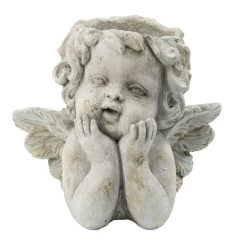 Cherub Angel Gray Outdoor Planter