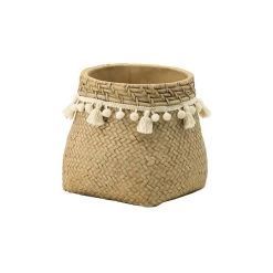 Woven Natural/Cream Outdoor Planter