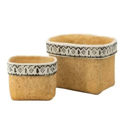 Rectangular Natural/Black Outdoor Planter