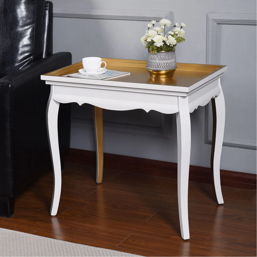 Dann Foley 28 X 27 Inch White And Gold End Table - Image 6