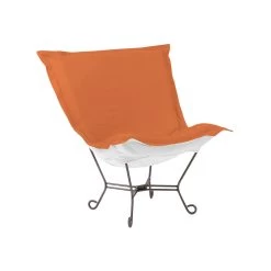 Puff Titanium Frame With Seascape Canyon Outdoor Scroll Chair With Cover