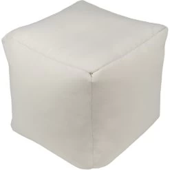Essien 18 Inch Light Beige Outdoor Pouf, Cube