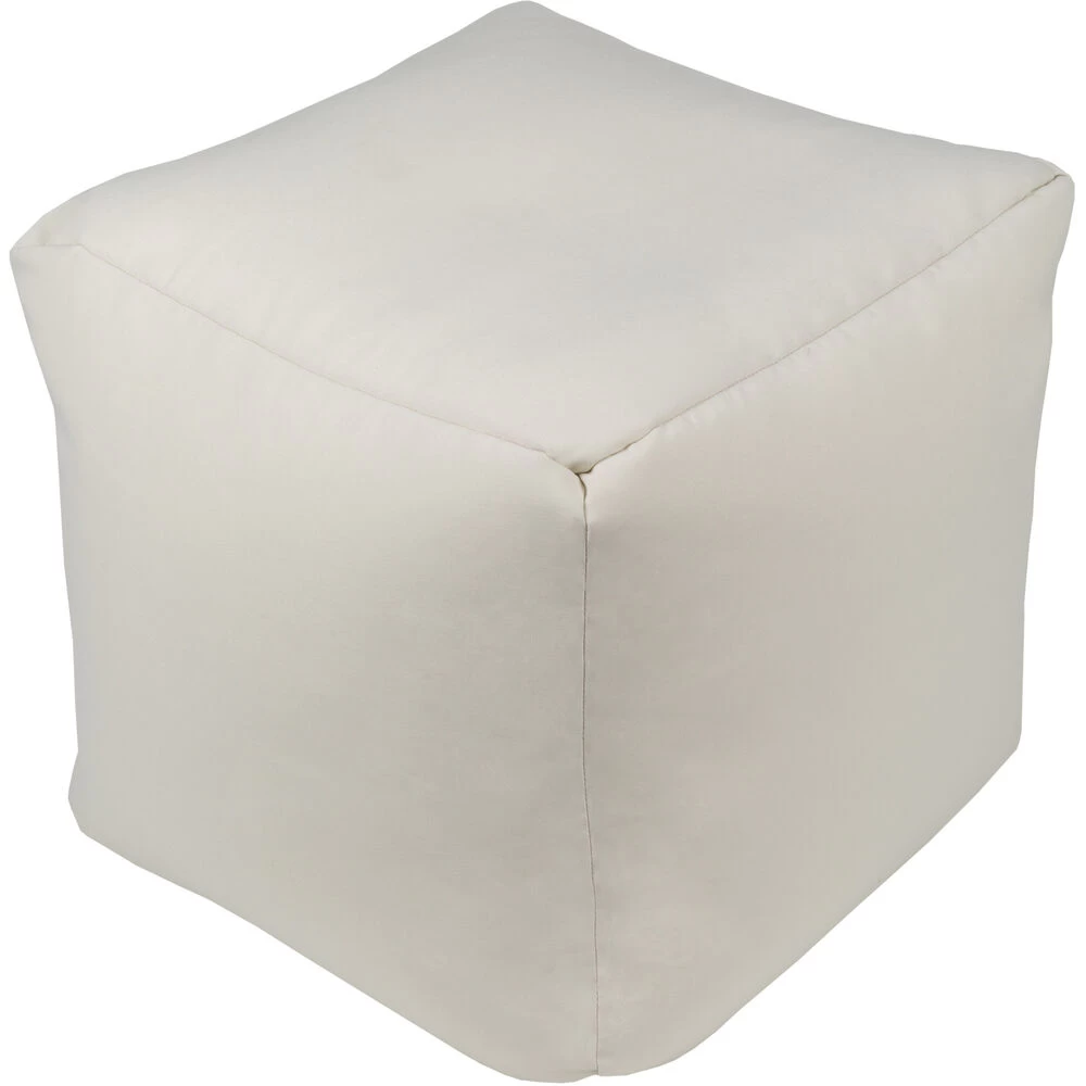 Essien 18 Inch Light Beige Outdoor Pouf, Cube