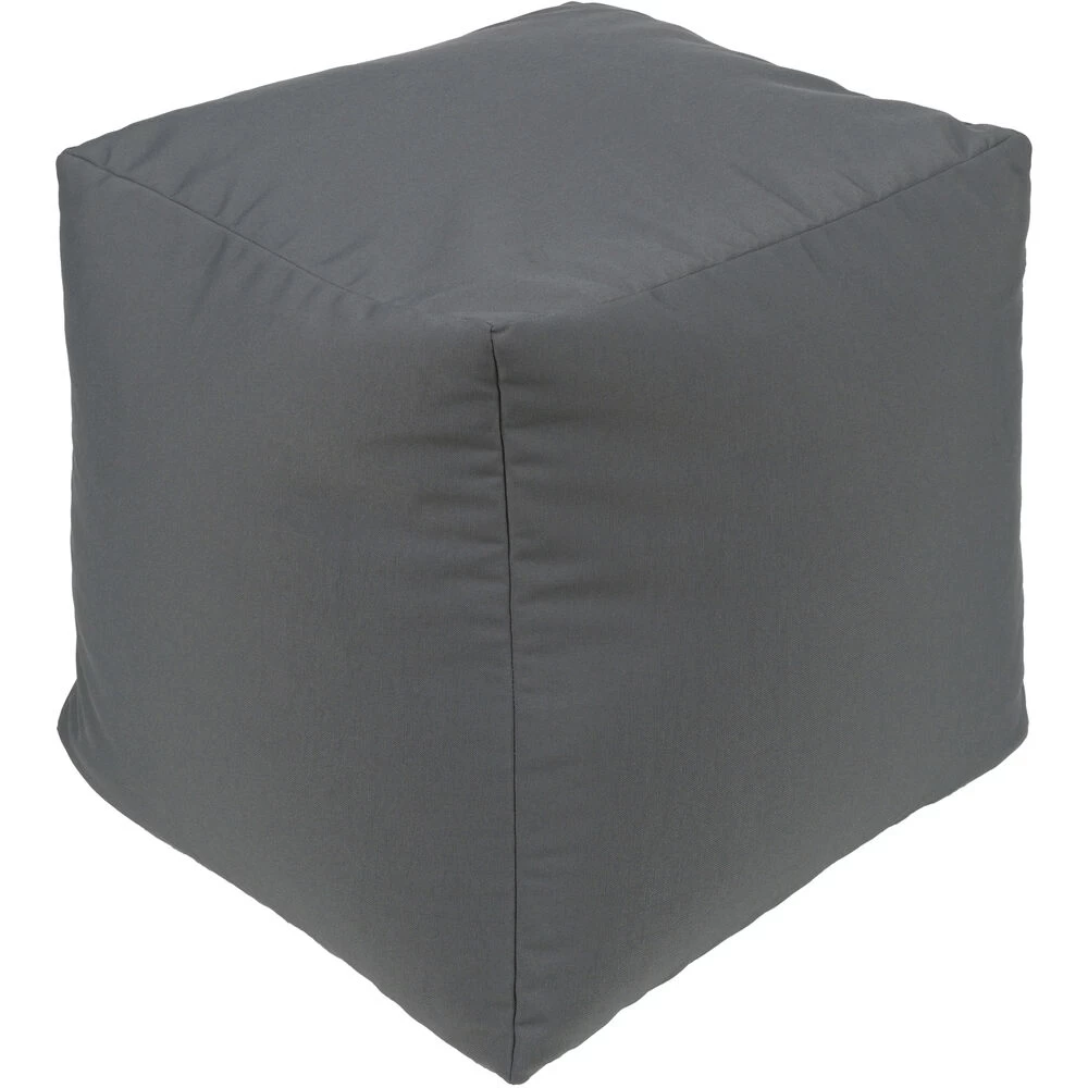 Essien 18 Inch Black Outdoor Pouf, Cube