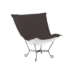 Puff Titanium Frame With Seascape Charcoal Outdoor Scroll Chair With Cover