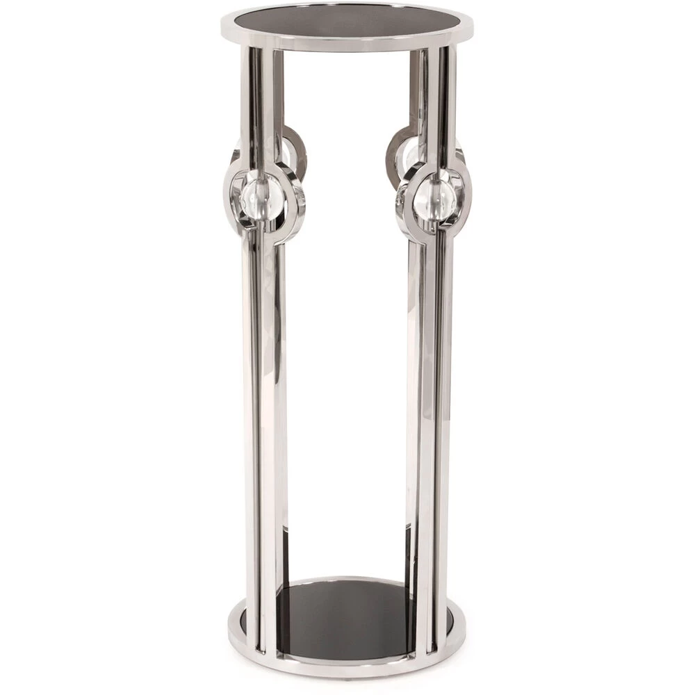 Carter 36 X 14 Inch Stainless Steel With Black Glass Side Table, Large - Image 2