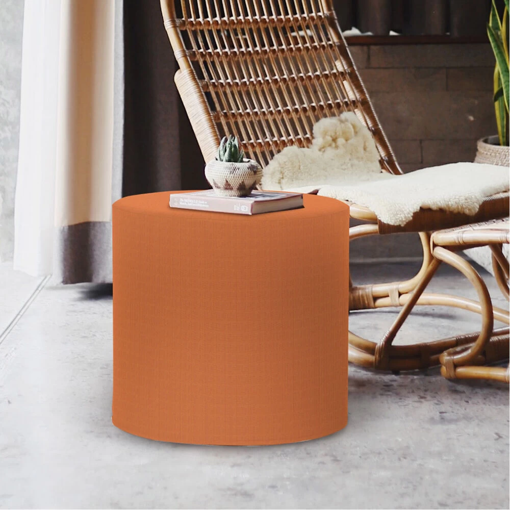No Tip 17 Inch Seascape Canyon Outdoor Cylinder Ottoman With Cover - Image 5