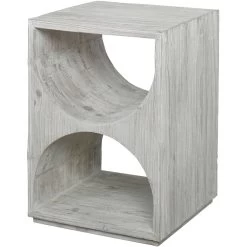 Hans 25 X 18 Inch Distressed Ivory Side Table