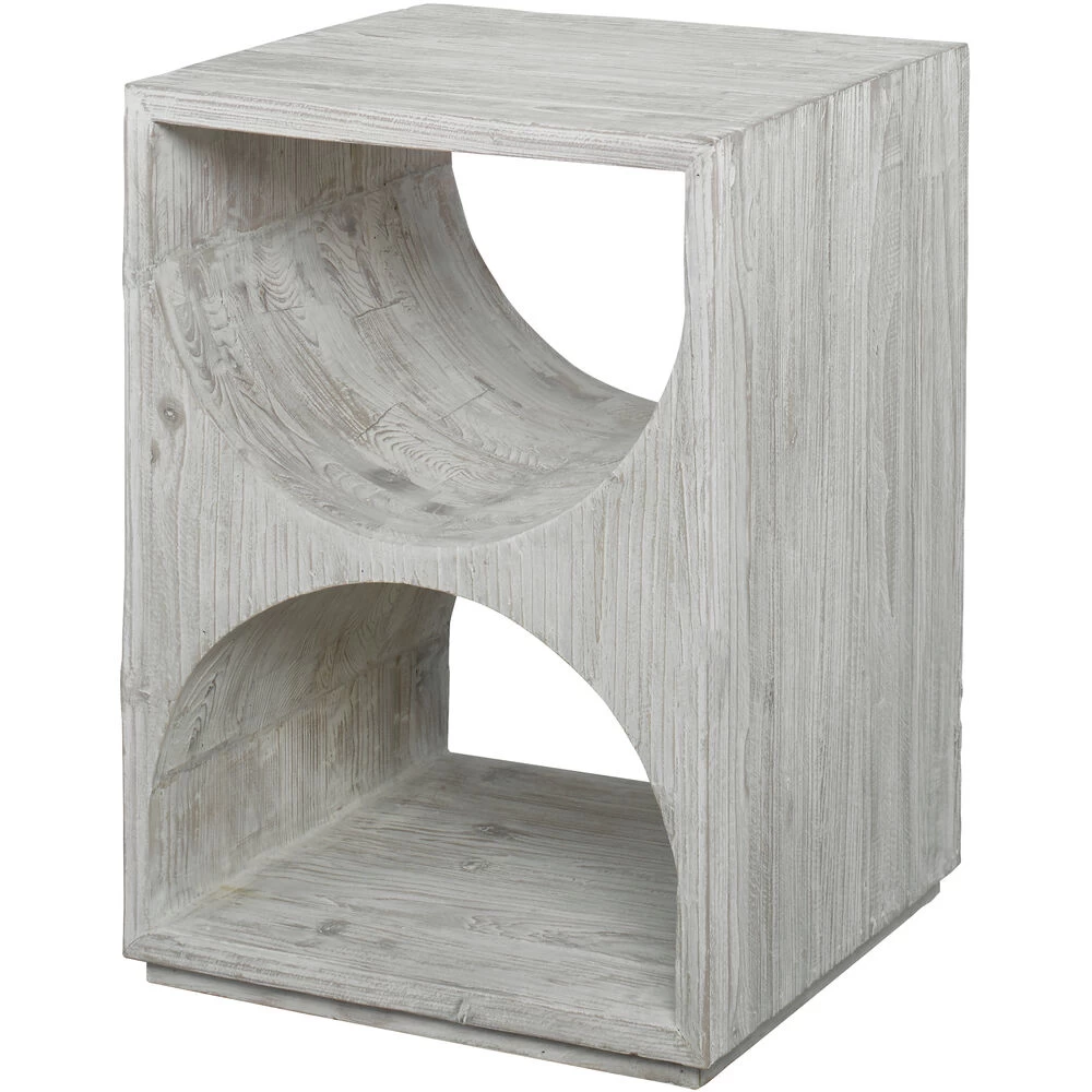Hans 25 X 18 Inch Distressed Ivory Side Table