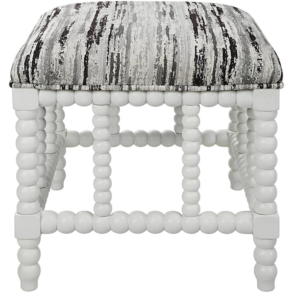 Seminoe Mottled Gray And Black Chenille With Matte White Bench - Image 5