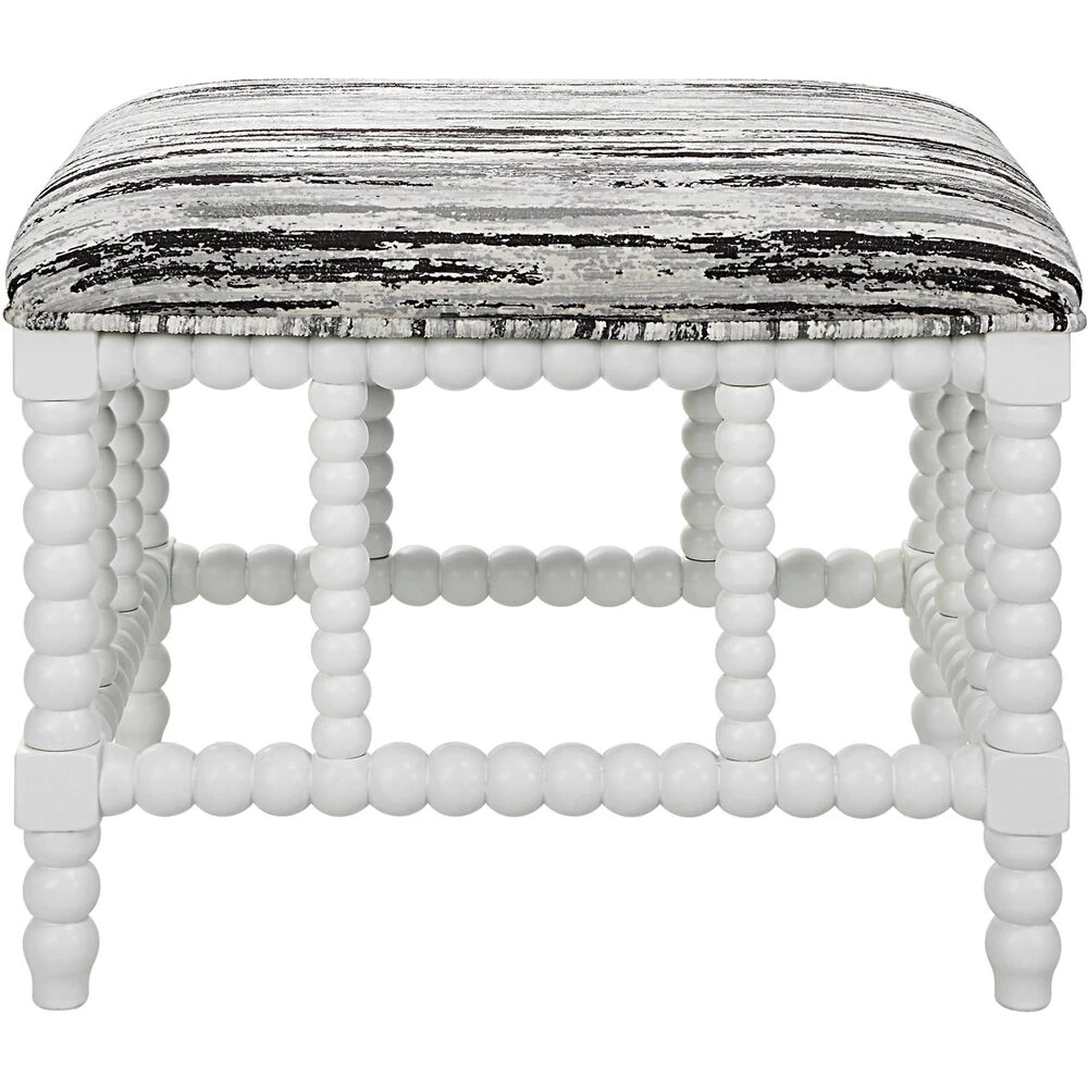 Seminoe Mottled Gray And Black Chenille With Matte White Bench - Image 2