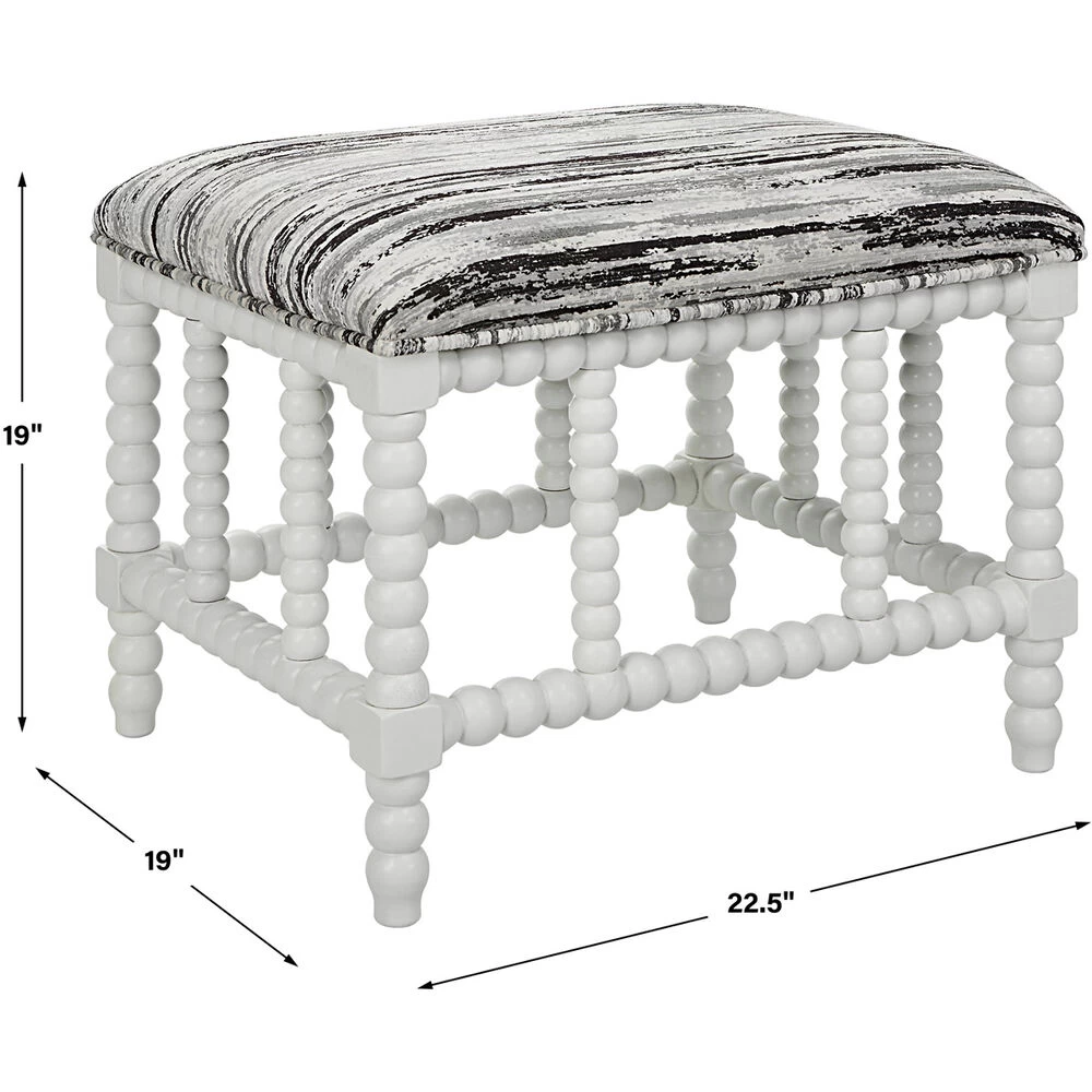 Seminoe Mottled Gray And Black Chenille With Matte White Bench - Image 3