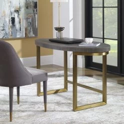 Taja 48 Inch Brushed Brass And Dark Walnut Desk