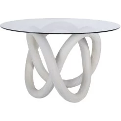 Knotty 54 X 54 Inch White With Clear Dining Table