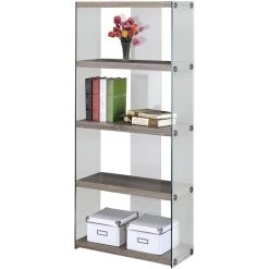 Doylestown Dark Taupe And Clear Bookcase